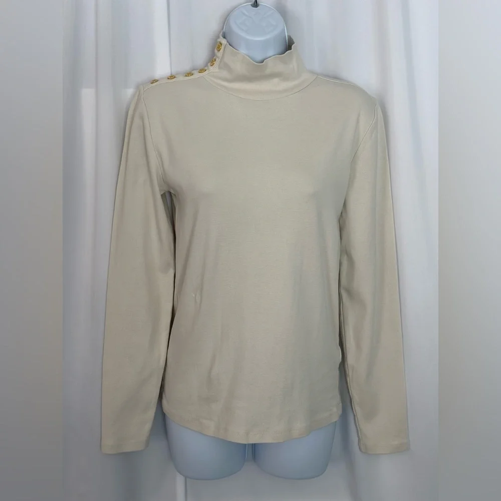 J.Crew Elegant Cream Turtleneck Top (791)
